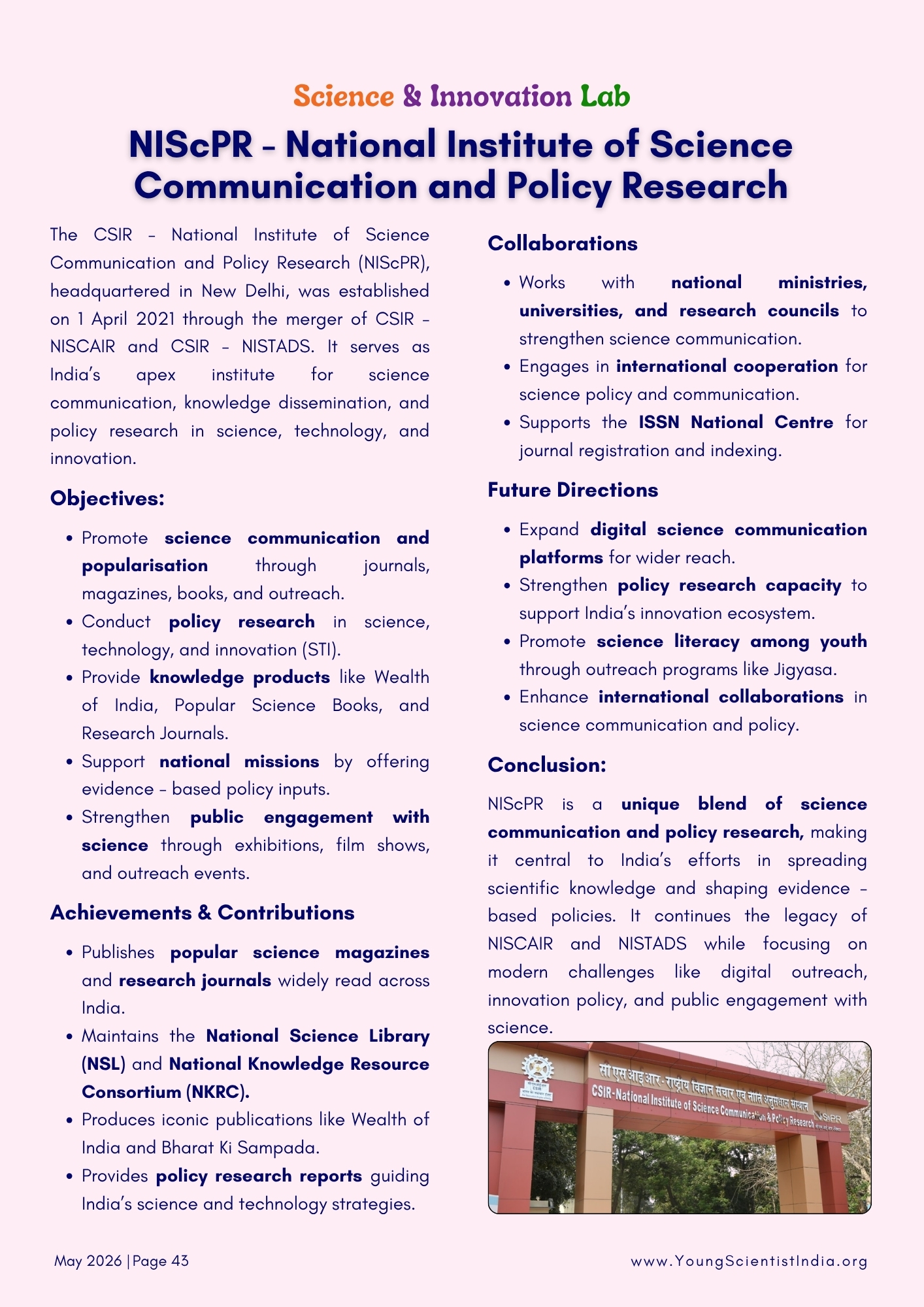 NIScPR - National Institute of Science Communication and Policy Research